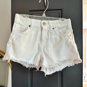 Zara Girls White Distressed Cutoff Denim Shorts Size 9 (134)